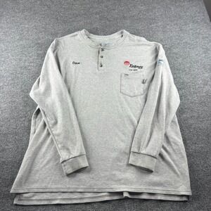 Tyndale FR Henley Shirt Mens 3XL Gray Button Up Long Sleeve Flame Resistant Work